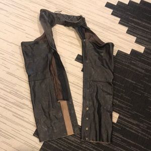 Dark Brown Leather Motorcycle Chaps